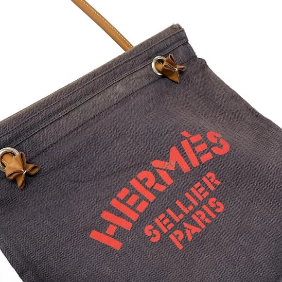 HERMES Aline MM - Navy Red Brown Canvas Veau Swift C Shoulder Bag - Picture 11 of 14